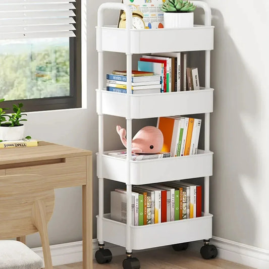 Multi-Layer Mobile Storage Trolley with Wheels